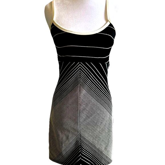 VTG Y2K Rampage Dress Geometric Stripes BodyCon Cutout Retro Disco Club RARE! S - Picture 1 of 10
